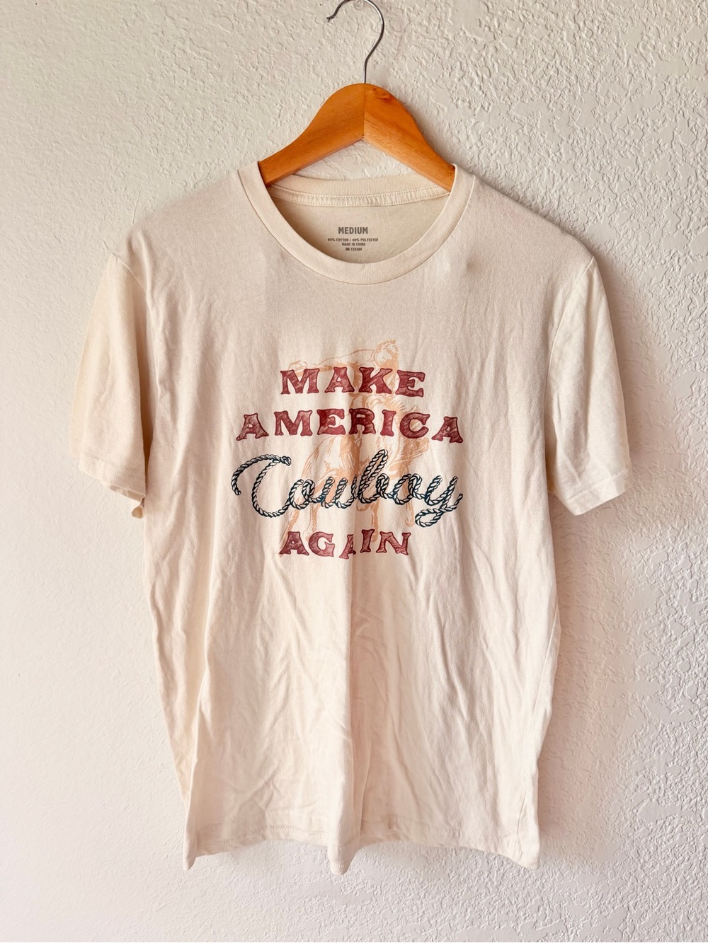 Make America Cowboy Again Cream Graphic Tee Sz M